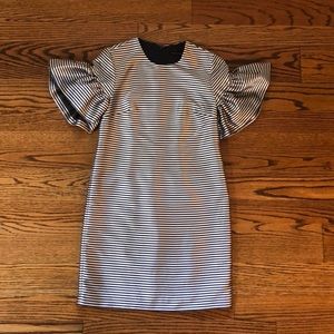 Banana Republic sz 2 striped navy ruffle sleeve